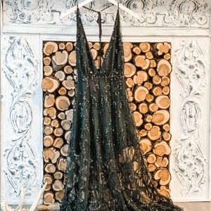 Sequin Black Floor Length Dress